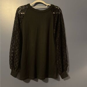 Black Puff Sleeve Embellished Blouse